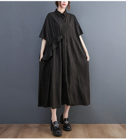 Summer Ruffled Plus Sizes Midi Shirts Dresses