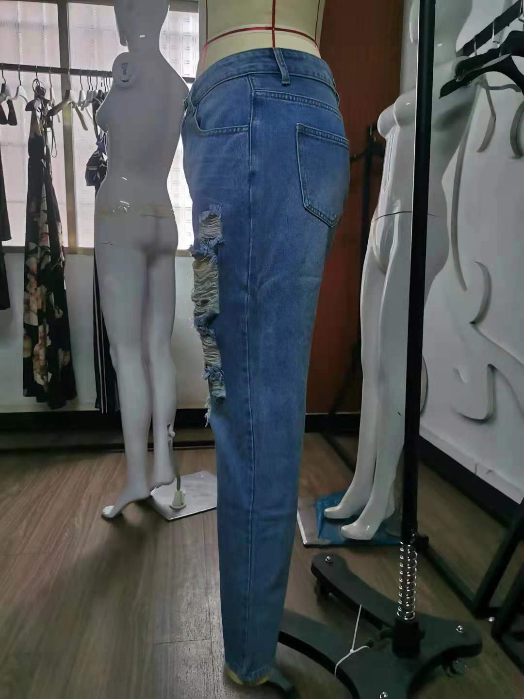 Casual Women Broken Holes Denim Jeans--Free Shipping at meselling99