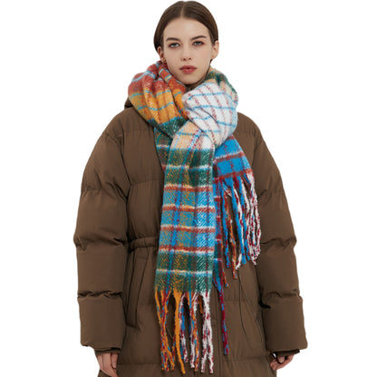 Casual Rainbow Print Winter Warm Shawl Scarves