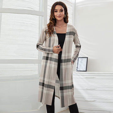 Leopard Print Knitted Long Coats Cardigan