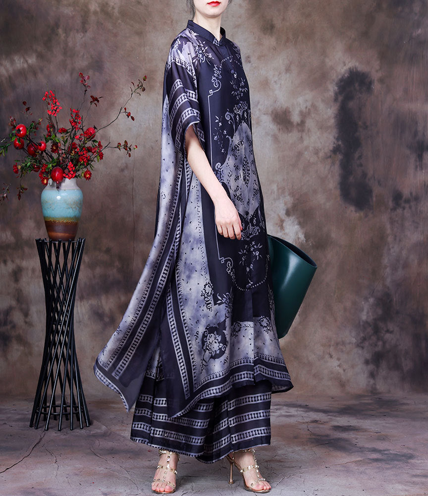 Vintage Plus Sizes Long Blouses and Wide Legs Pants Summer Outfits