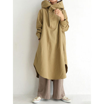 Casual Long Sleeves Hoodies Wind Break Overcoats