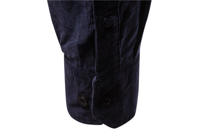Men Long Sleeves Corduroy Business Shirts