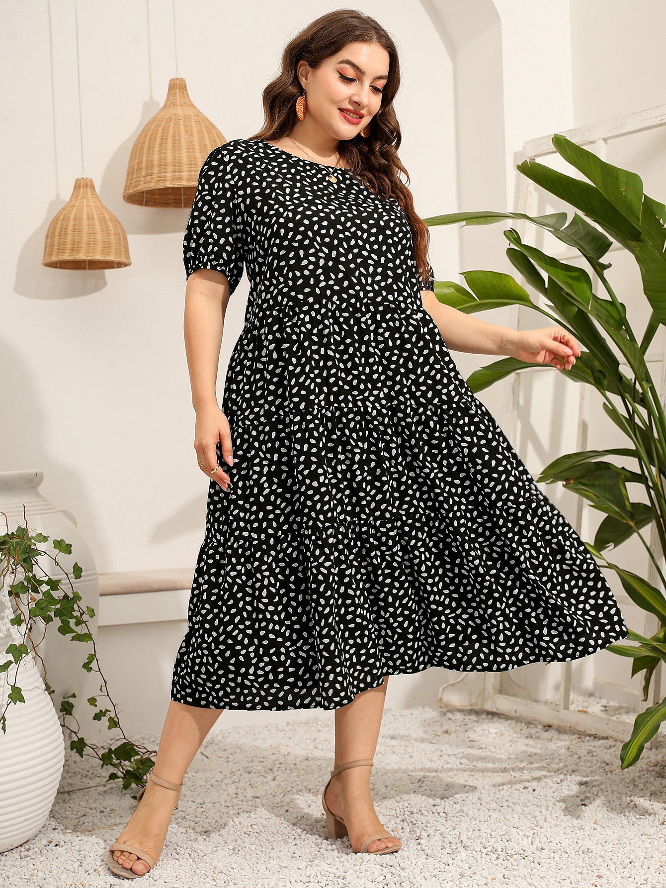 Women Short Sleeves Plus Sizes Dresses