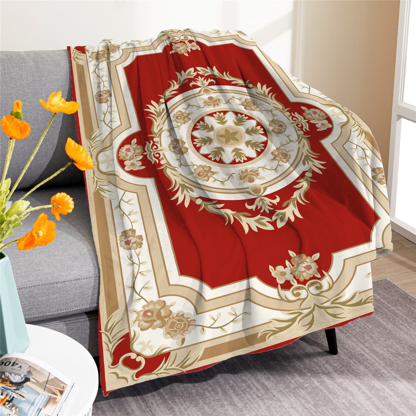 Vintage Boho Fleece Throw Blankets