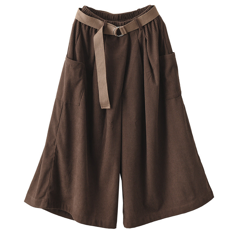 Vintage Elastic Waist Wide Legs Pants for Women