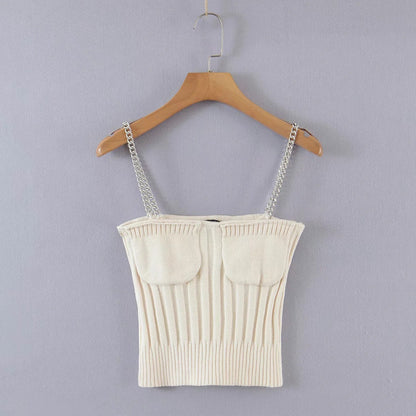 Autumn Women Knitted Straps&sweater Sets