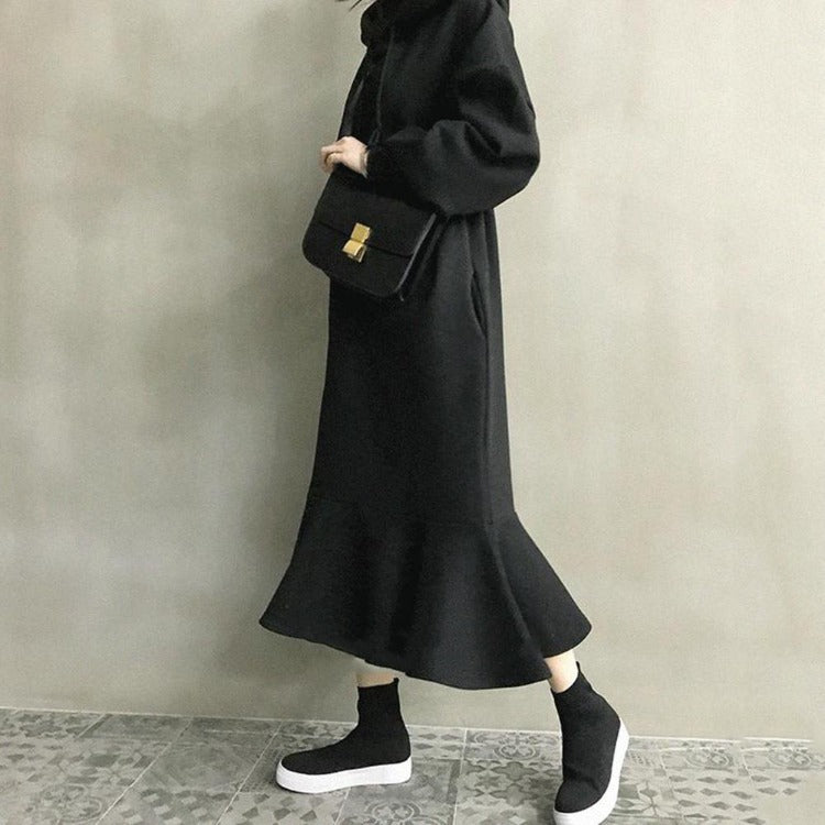 Casual Women Mermaid Long Hoodies Cozy Dresses