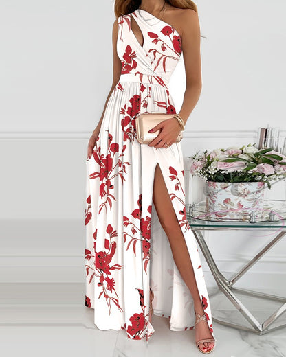 Sexy One Shoulder Split Front Summer Long Dresses