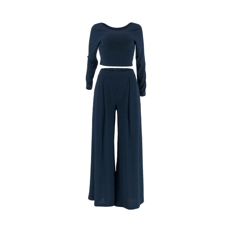 Casual Knitting Women Short Tops and Pants