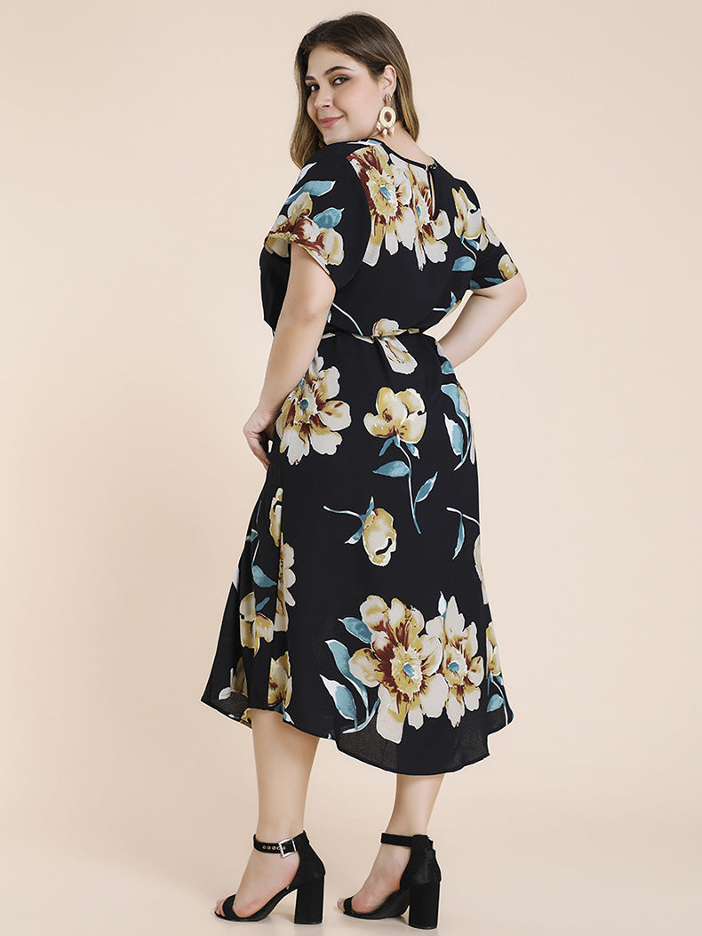 Women Short Sleeves Plus Sizes Long Dresses