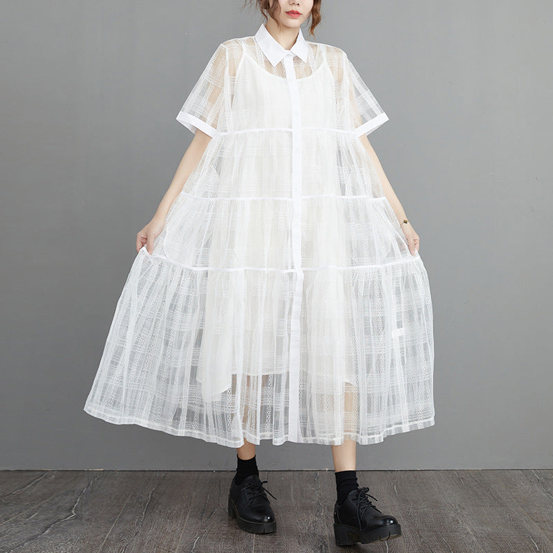 Summer Fairy Organza Plus Sizes 2pcs Shirts Dresses