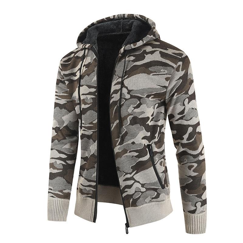 Fashion Camouflage Knitting Cardigan Overcoats for Men