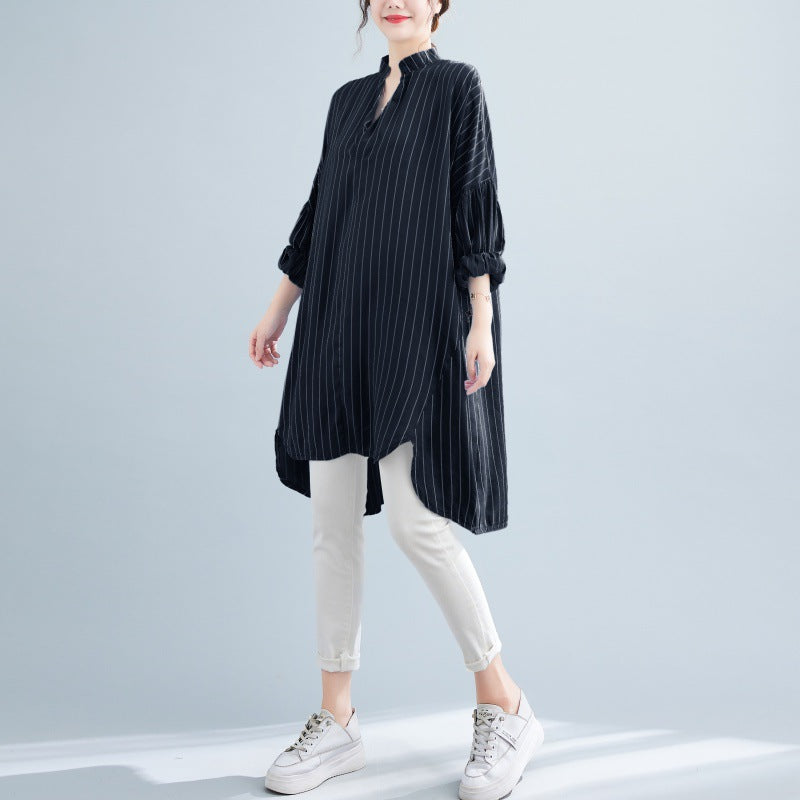 Designed Striped Long Shirts Dresses for Women