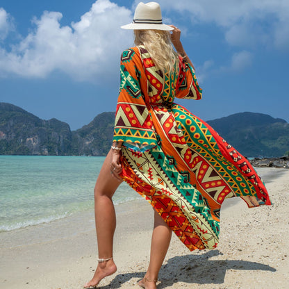 Fashion Floral Print Summer Kimono Beachwear Cover Ups