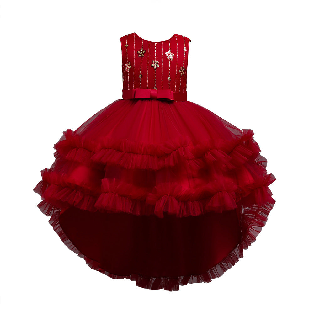 Lovely Girl's Princess Brush Train Ball Party Dresses
