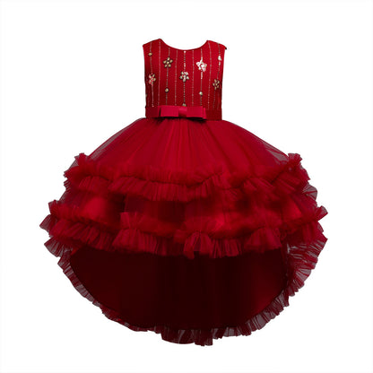 Lovely Girl's Princess Brush Train Ball Party Dresses