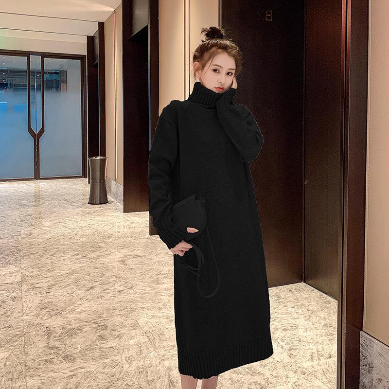 Winter Warm Turtleneck Pullover Long Dresses for Women
