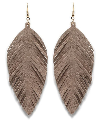 Leaves Designed Tassels Pu Leather Women Earrings