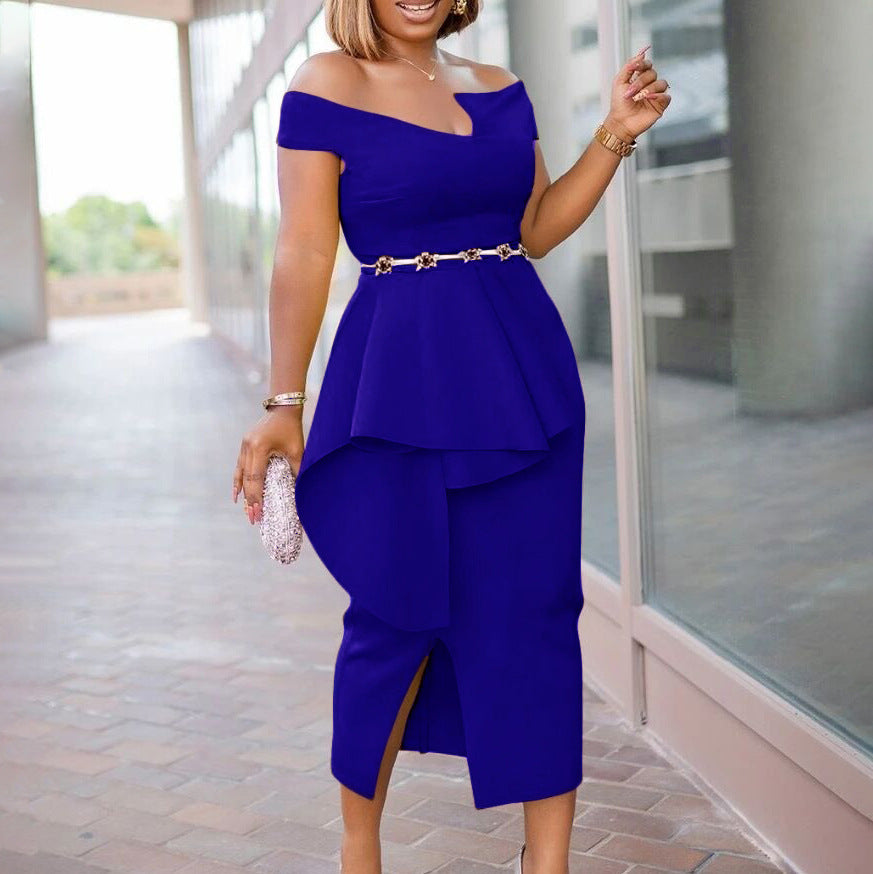 Fashion High Waist Plus Sizes Midi Party Dresses