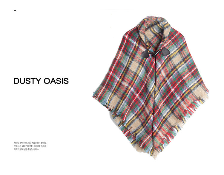 Winter Plaid Cloak Capes for Kids