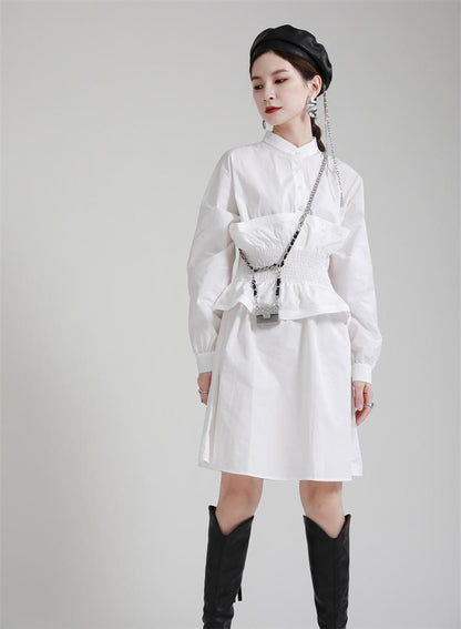 Women Ruffled Slim Waist Long Sleeves Fall Dresses