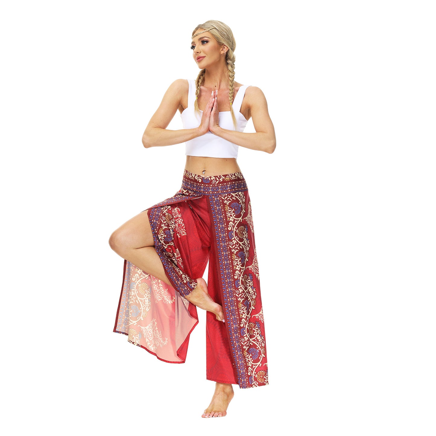 Casual Floral Print Women Yoga Loose Pants