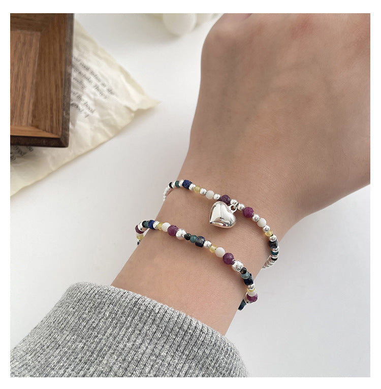 Women Crystal Design Sweetheart Silver Bracelet Sets