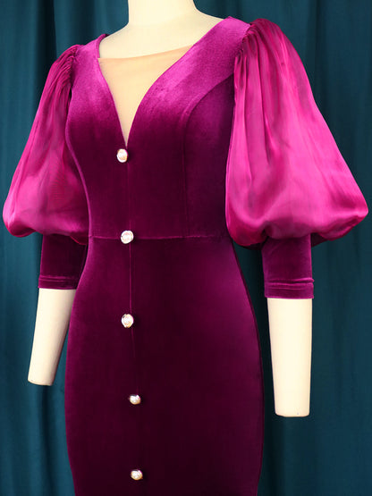 Vintage Split Front Lady Party Dresses
