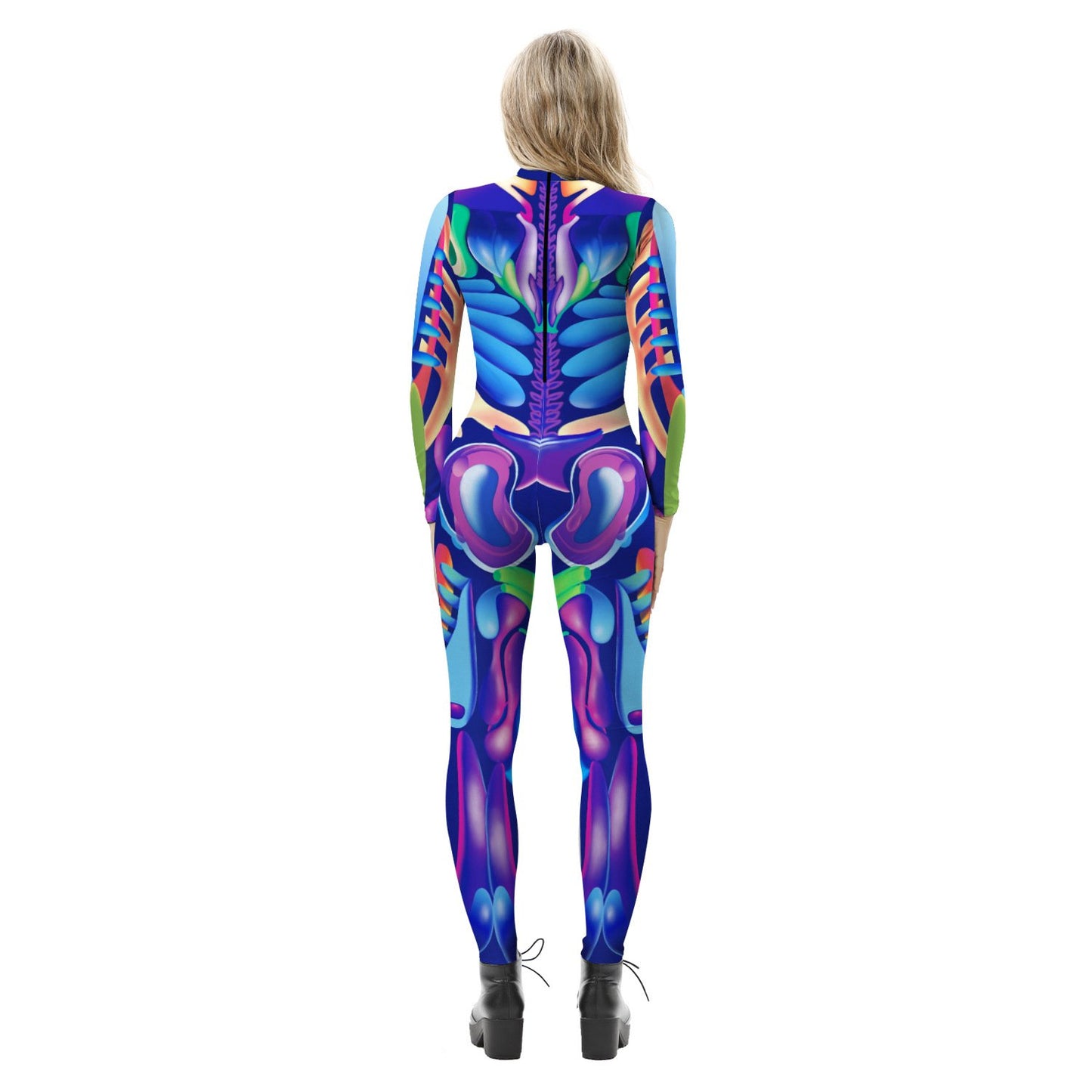 Halloween Skeleton Print Long Sleeves Slim Jumpsuits Cosplay