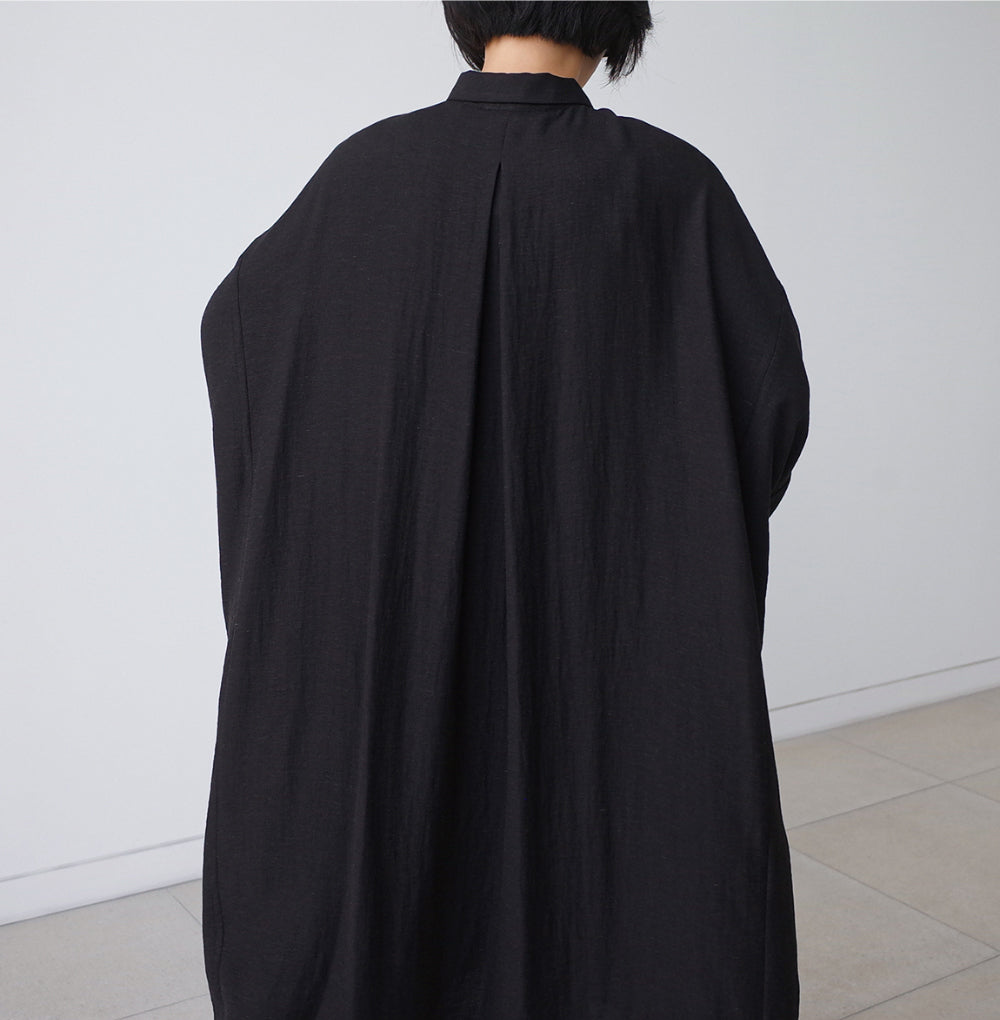 Vintage Linen Plus Sizes Batwing Long Cozy Shirts Dresses