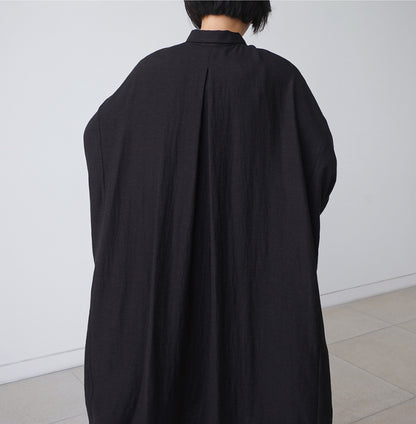 Vintage Linen Plus Sizes Batwing Long Cozy Shirts Dresses