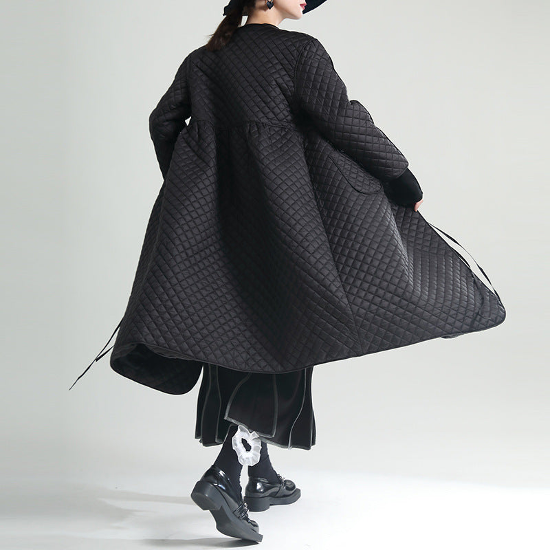 Black Cotton Winter Women Overcoats