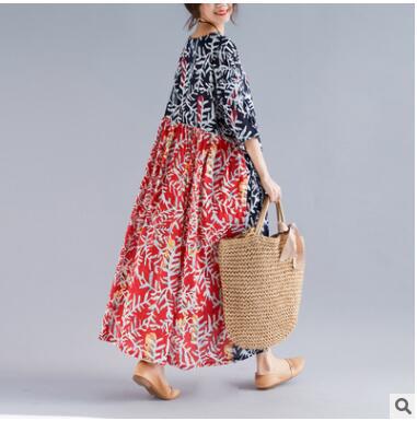 Summer Leaf Print Plus Sizes Cozy Dresses