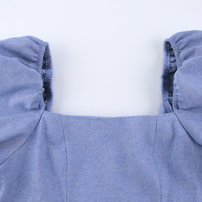 Lovely Linen Square Neckline Mini Dresses