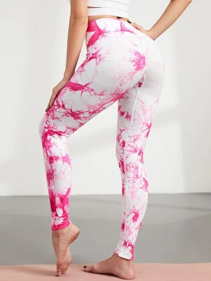 Women High Waist Dyed Yoga Running Leggings