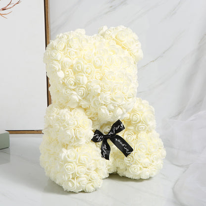 Valentine's Gift Preserved Flowers Rose Bear 25cm