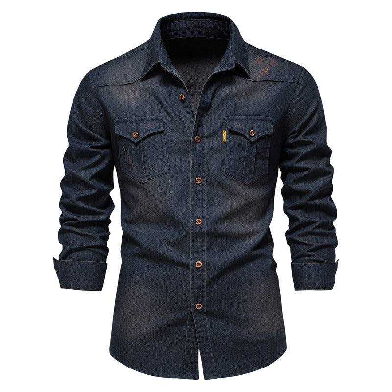 Casual Denim Long Sleeves Shirts for Men