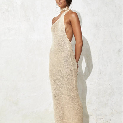 Sexy Halter Backless Knitted Long Dresses