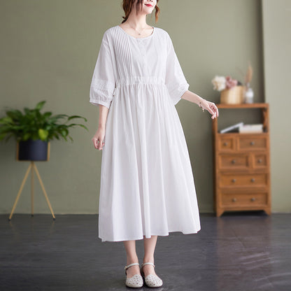 Vintage Embroidery Cotton Women Plus Sizes Dresses