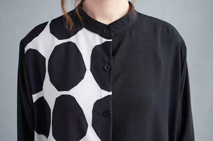 Black Plus Sizes Women Shirts Long Dresses