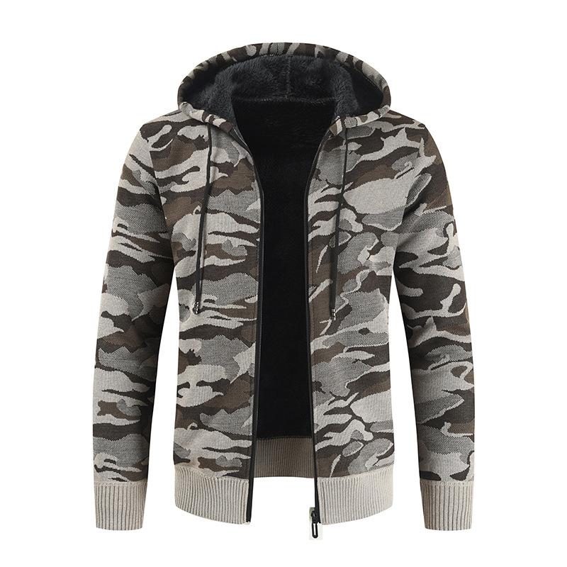 Fashion Camouflage Knitting Cardigan Overcoats for Men