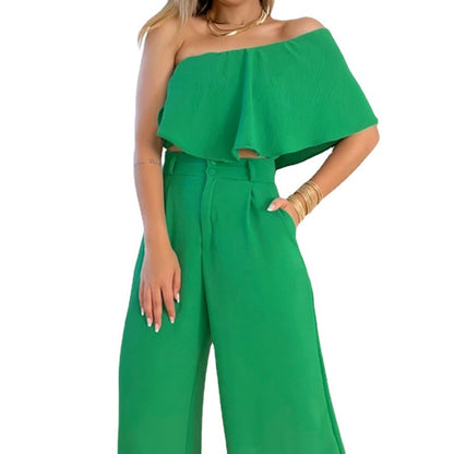 Women Ruffled Design Two Pieces Suits