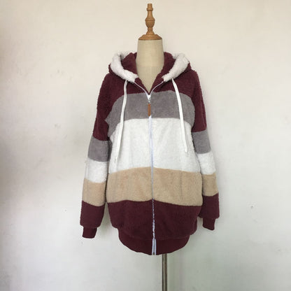 Winter Velvet Zipper Hoodies Overcoat for Women