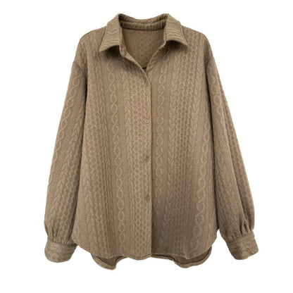 Soft Embossing Flowers Fall Long Sleeves Shirts