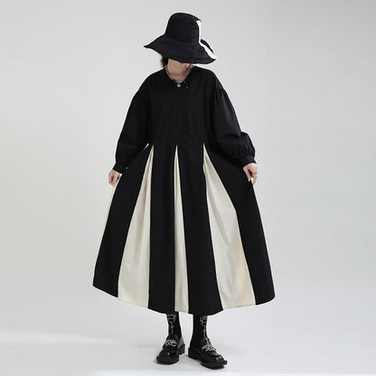 Women Black&white Fall Long Cozy Dresses