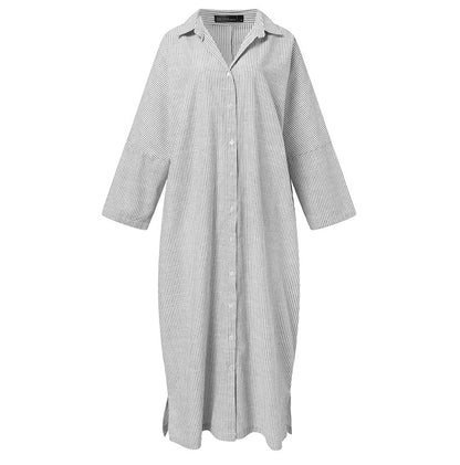 Casual Striped Plus Sizes Irregular Women Long Cozy Dresses