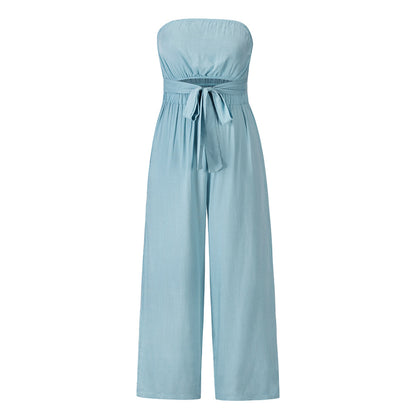 Summer Casual Strapless Backless Women Jumpsuits