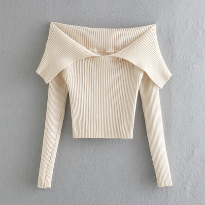 Sexy Off The Shoulder Knitting Long Sleeves Sweaters
