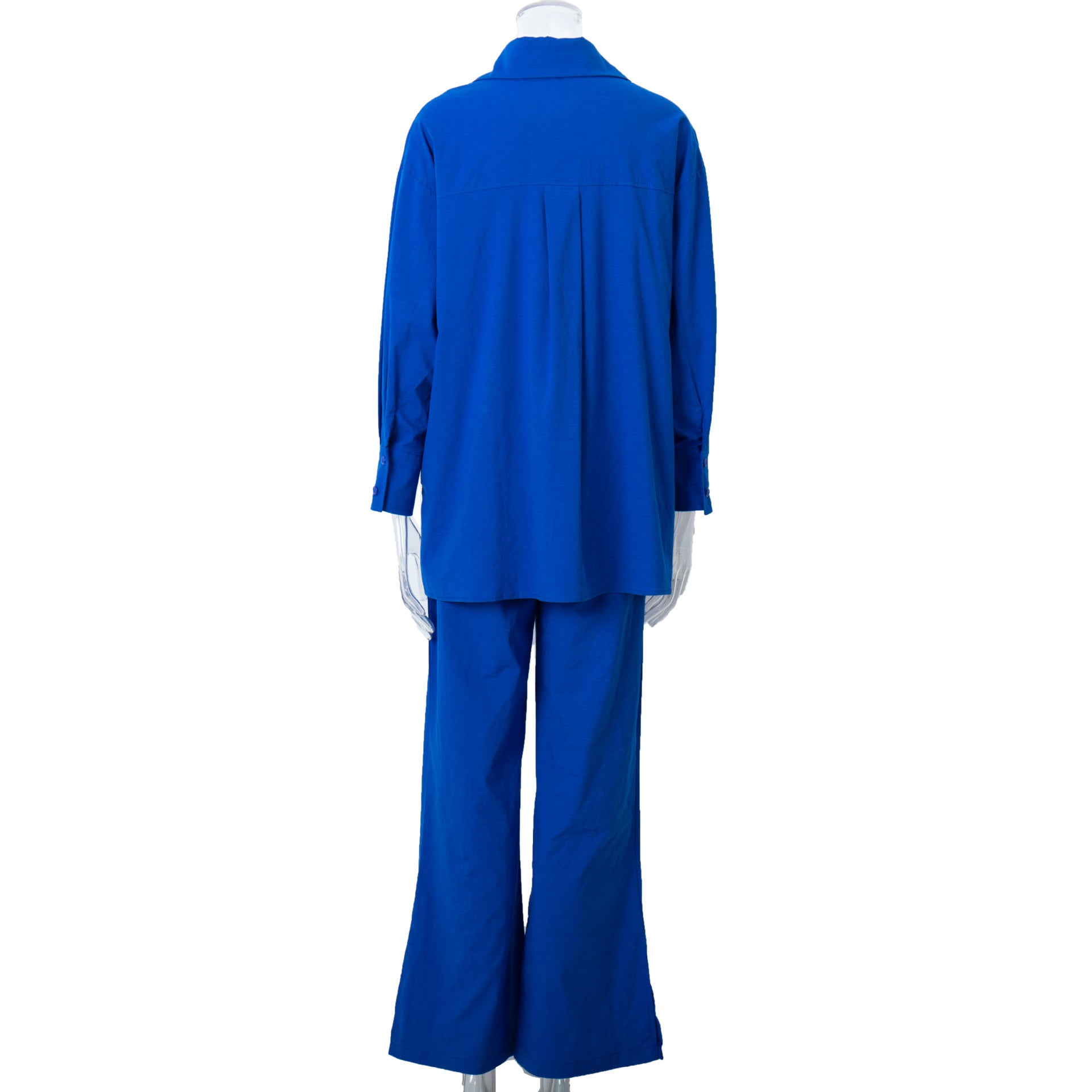 Casual Long Sleeves Shirts and Wide Legs Pants Suits